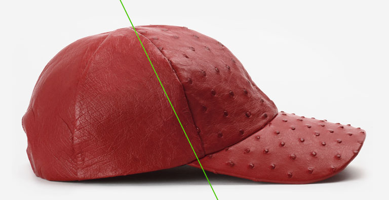Half quill ostrich leather baseball cap example