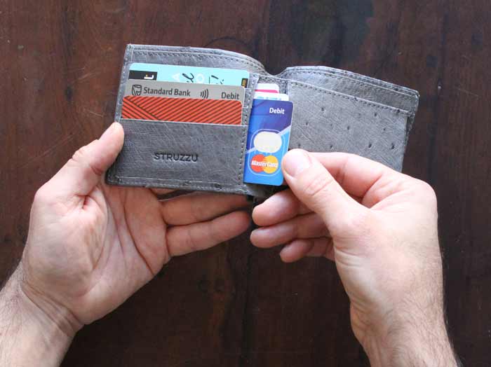 The Struzzu bifold wallet is slim and offers lots of storage space.